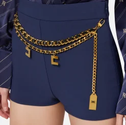Short in crêpe stretch con cintura