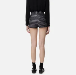 Short in crêpe stretch stampa rombo con catena