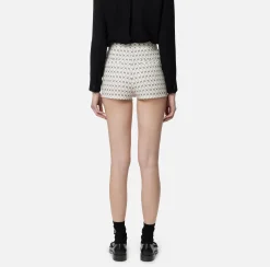 Short in crêpe stretch stampa rombo con catena