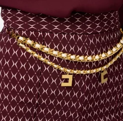Short in crêpe stretch stampa rombo con catena