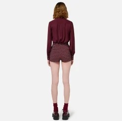 Short in crêpe stretch stampa rombo con catena