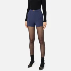Shorts in crêpe stretch con morsetto