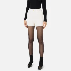 Shorts in crêpe stretch con morsetto