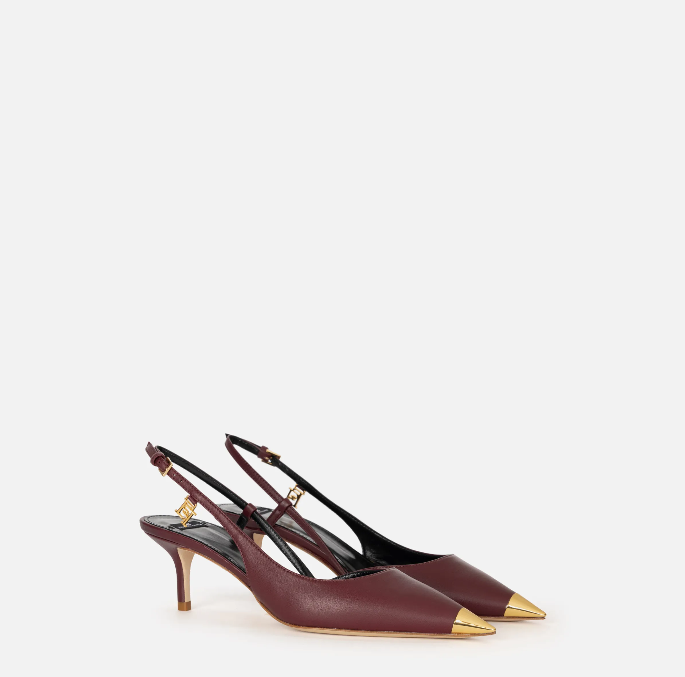 Slingback in nappa con puntalino in metallo