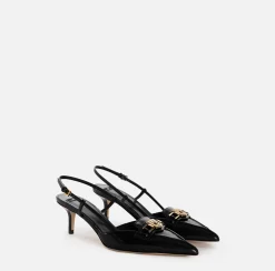 Slingback in pelle con morsetto