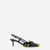 Slingback in pelle e tartan di lana