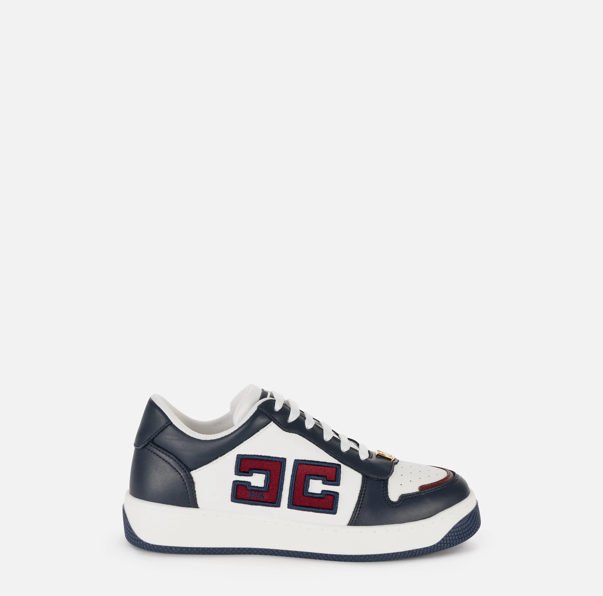 Sneakers in pelle logo bicolor