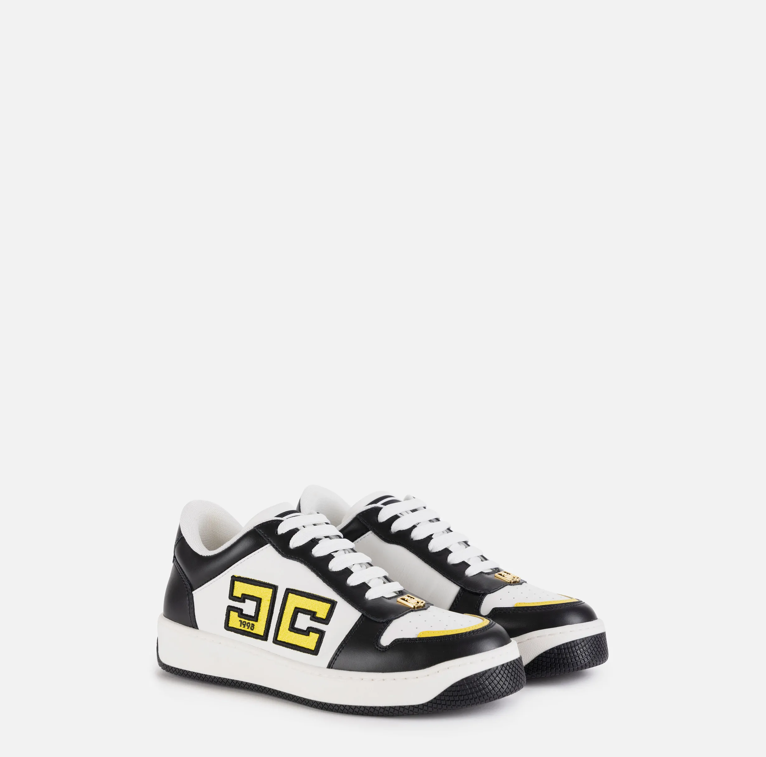 Sneakers in pelle logo bicolor