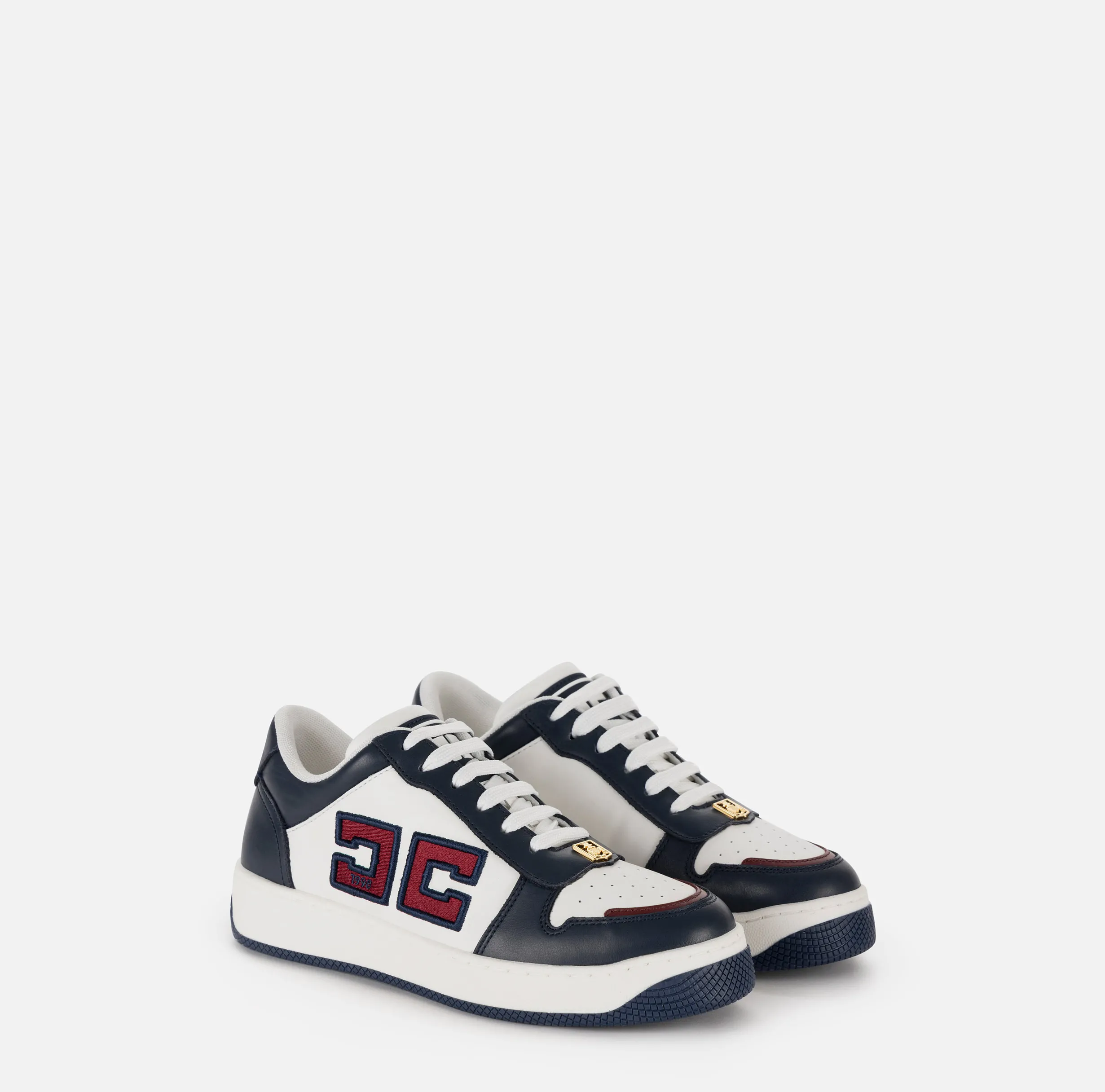 Sneakers in pelle logo bicolor