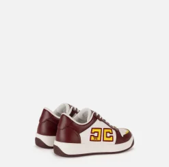 Sneakers in pelle logo bicolor