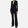 Tailleur in crêpe stretch con giacca sfiancata e pantalone dritto