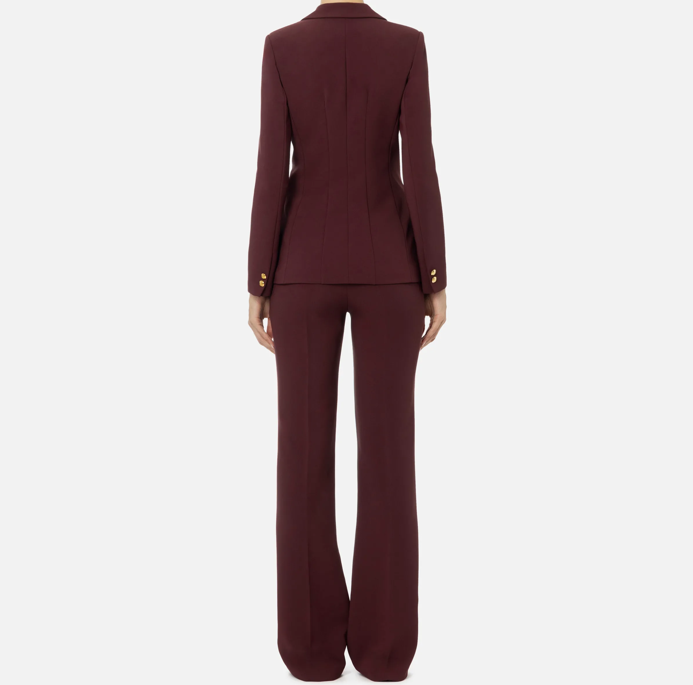 Tailleur in crêpe stretch con giacca sfiancata e pantalone dritto