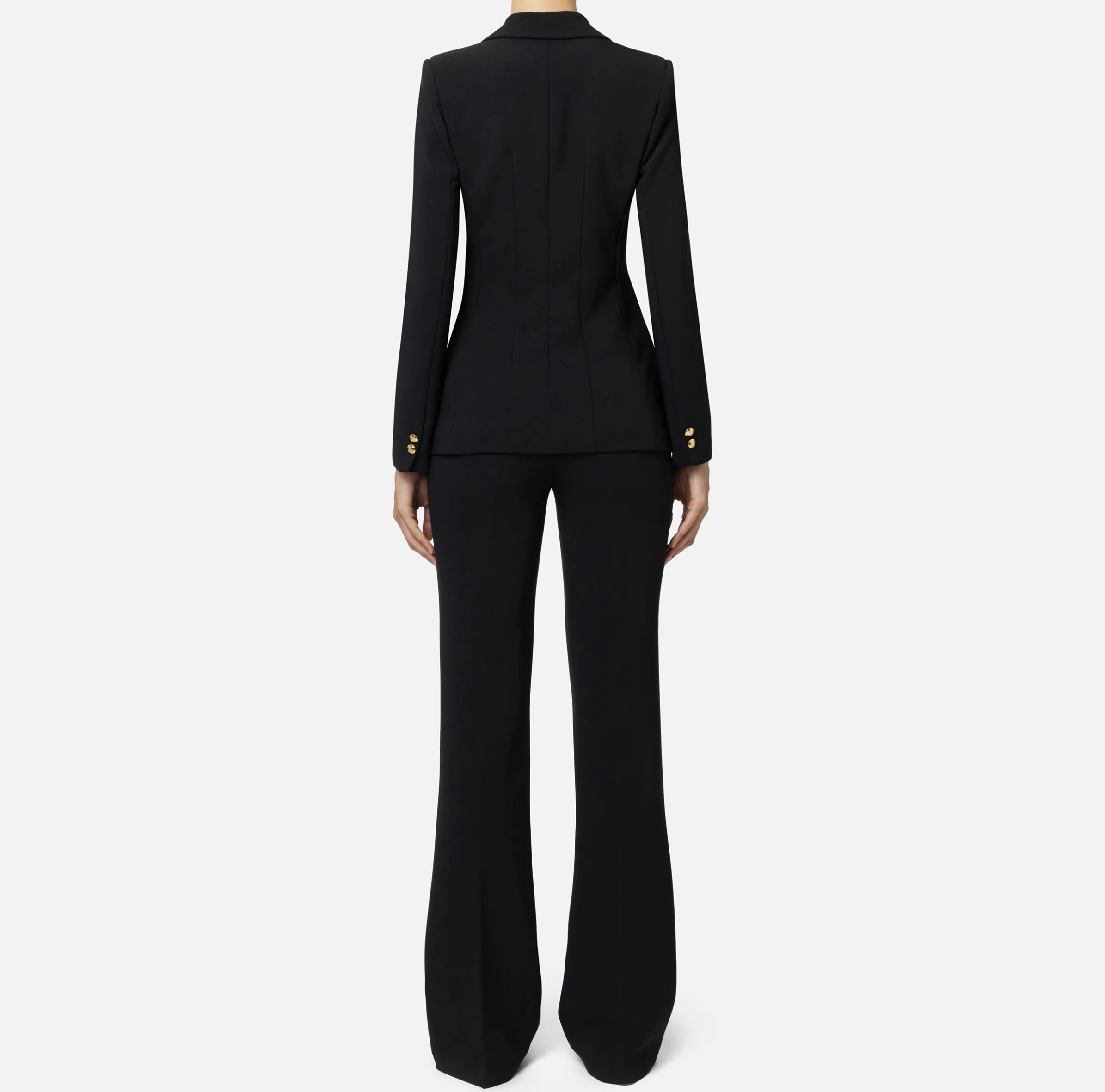 Tailleur in crêpe stretch con giacca sfiancata e pantalone dritto