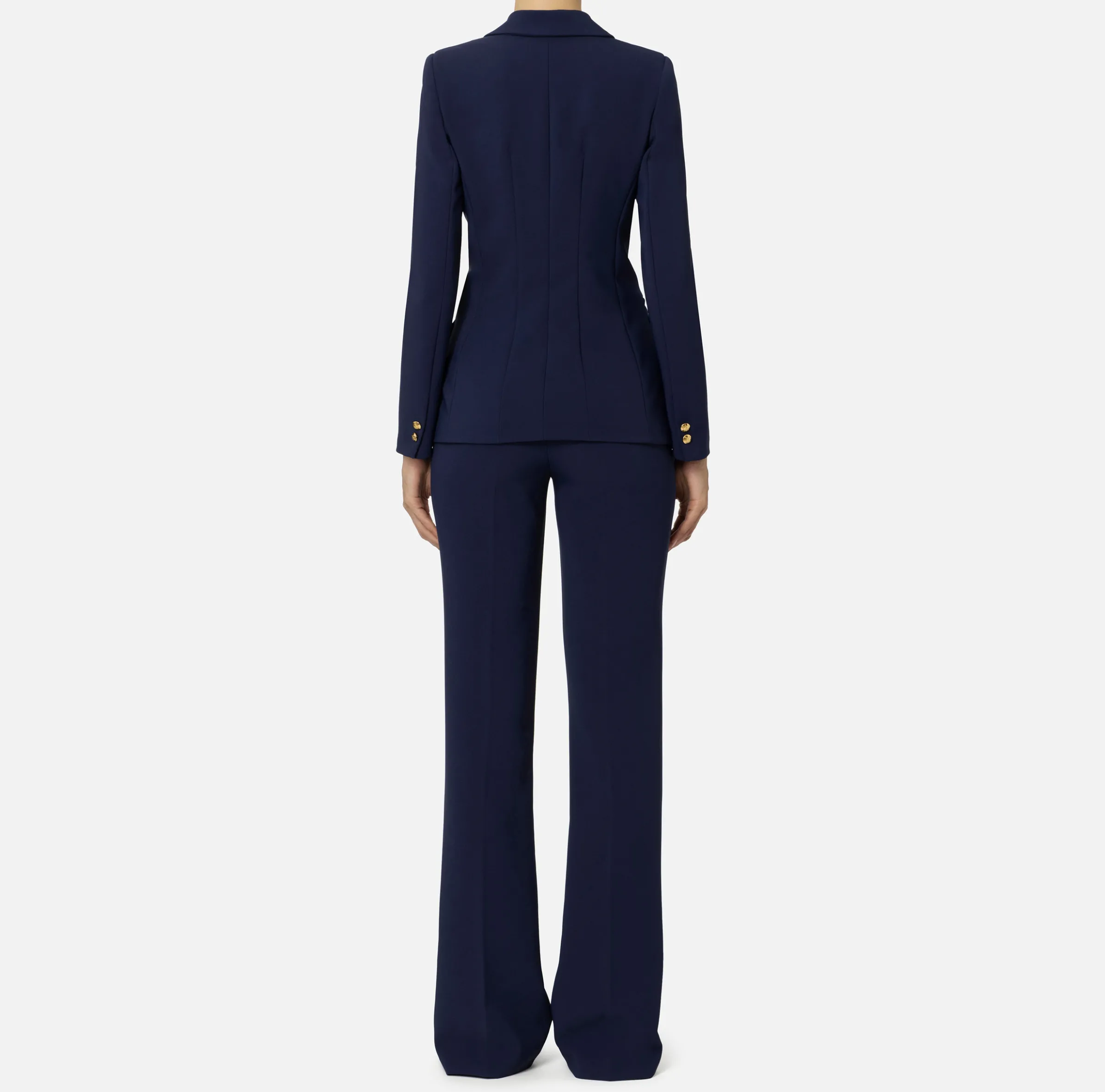 Tailleur in crêpe stretch con giacca sfiancata e pantalone dritto