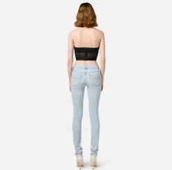 Top a balconcino in crêpe e tulle con elastico