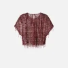 Top boxy in tulle ricamato con paillettes