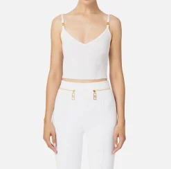 Top bustier in viscosa effetto plissé