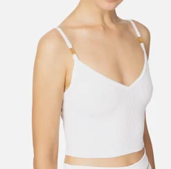 Top bustier in viscosa effetto plissé