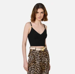 Top bustier in viscosa effetto plissé
