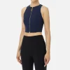 Top cropped in doppio crêpe con zip