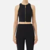 Top cropped in doppio crêpe con zip