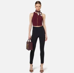 Top cropped in doppio crêpe con zip
