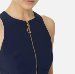 Top cropped in doppio crêpe con zip