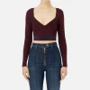 Top cropped in viscosa con bande logo