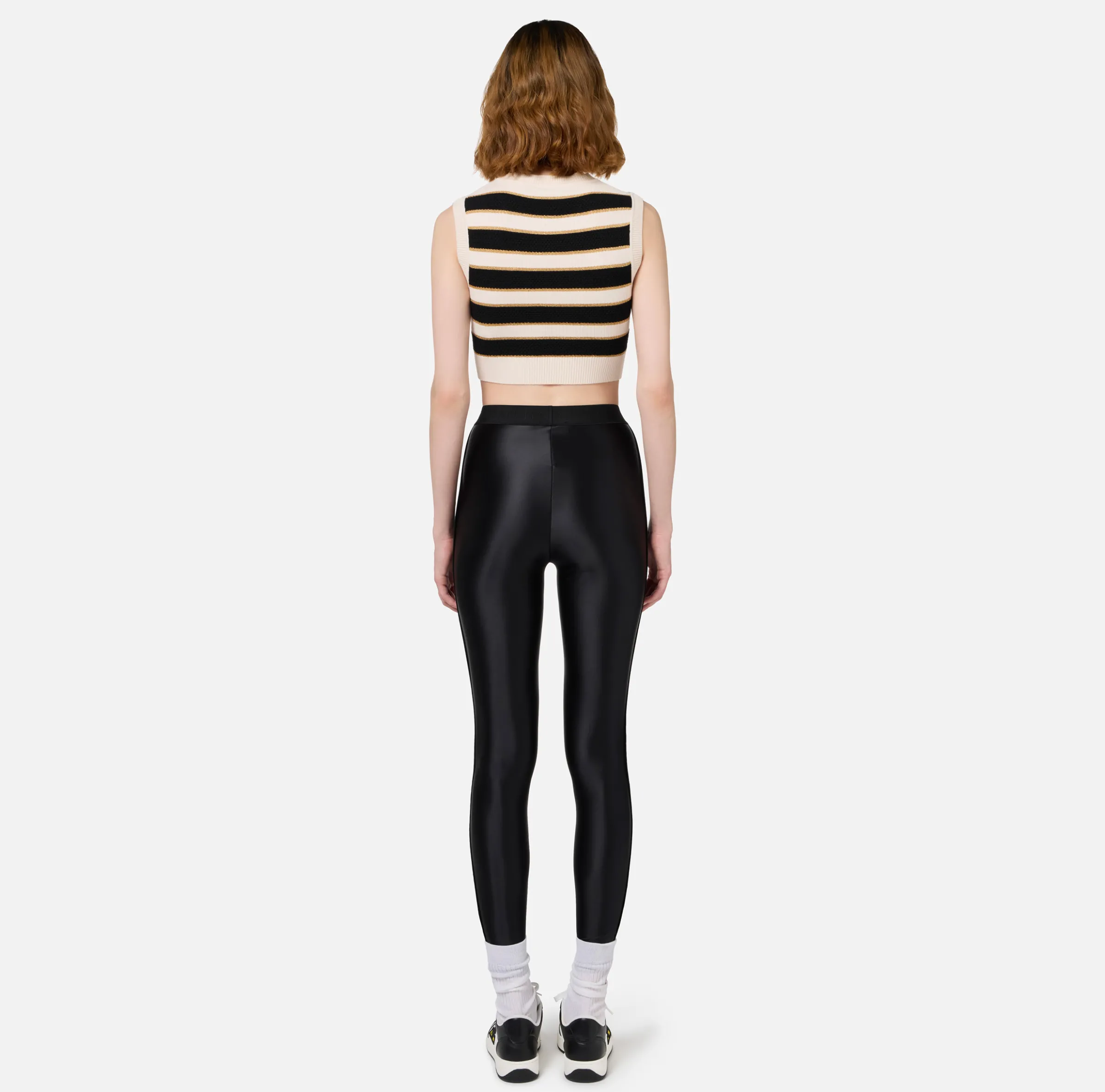 Top cropped in viscosa lurex a righe