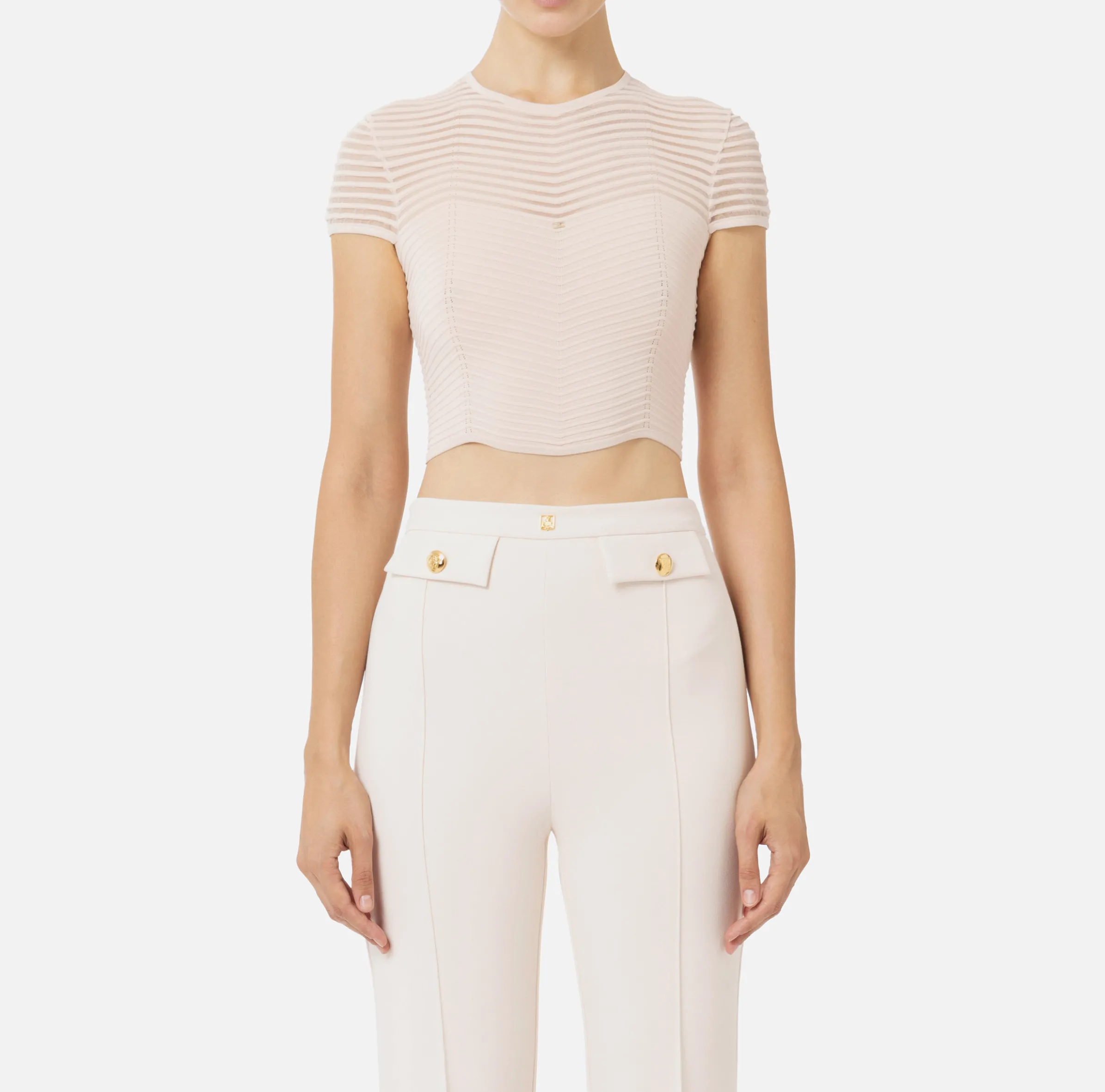 Top cropped in viscosa motivo chevron