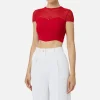 Top cropped in viscosa motivo chevron