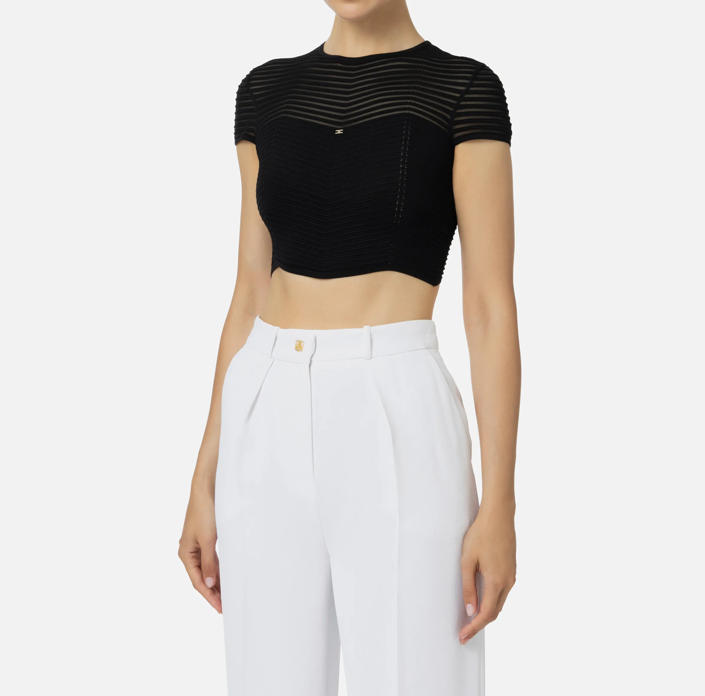 Top cropped in viscosa motivo chevron
