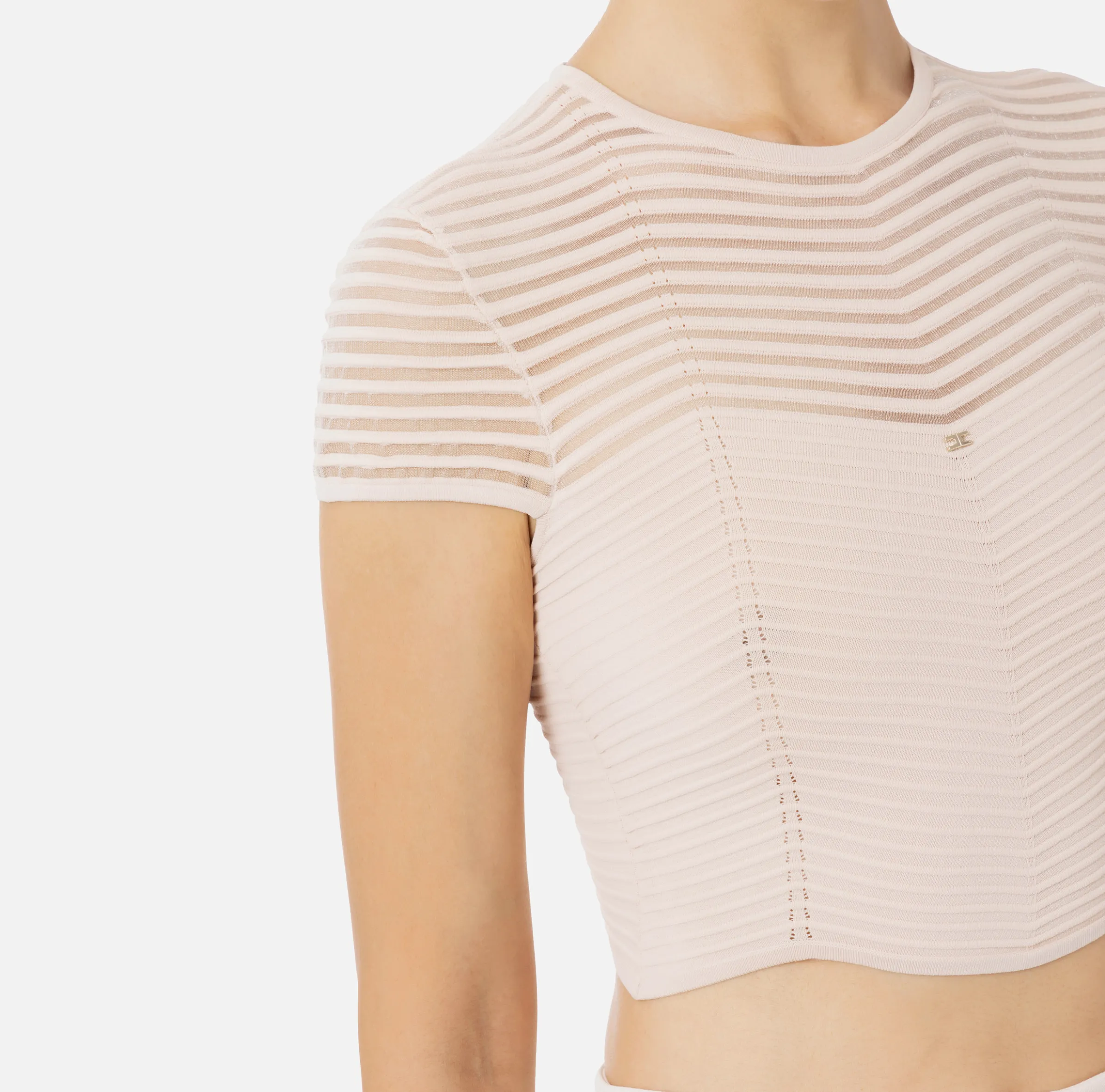 Top cropped in viscosa motivo chevron