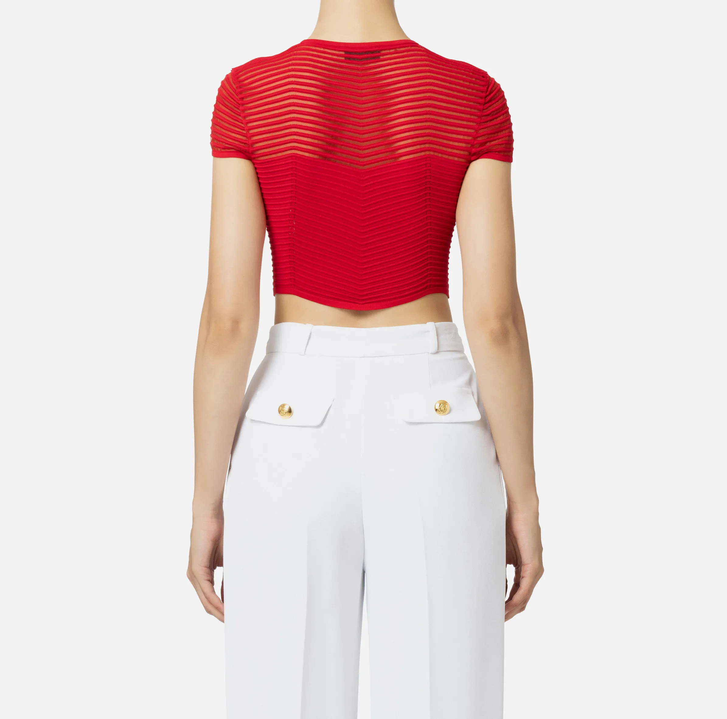 Top cropped in viscosa motivo chevron