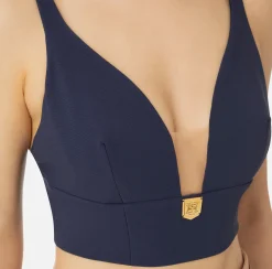 Top in doppio crêpe con placca logo