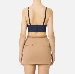 Top in doppio crêpe con placca logo