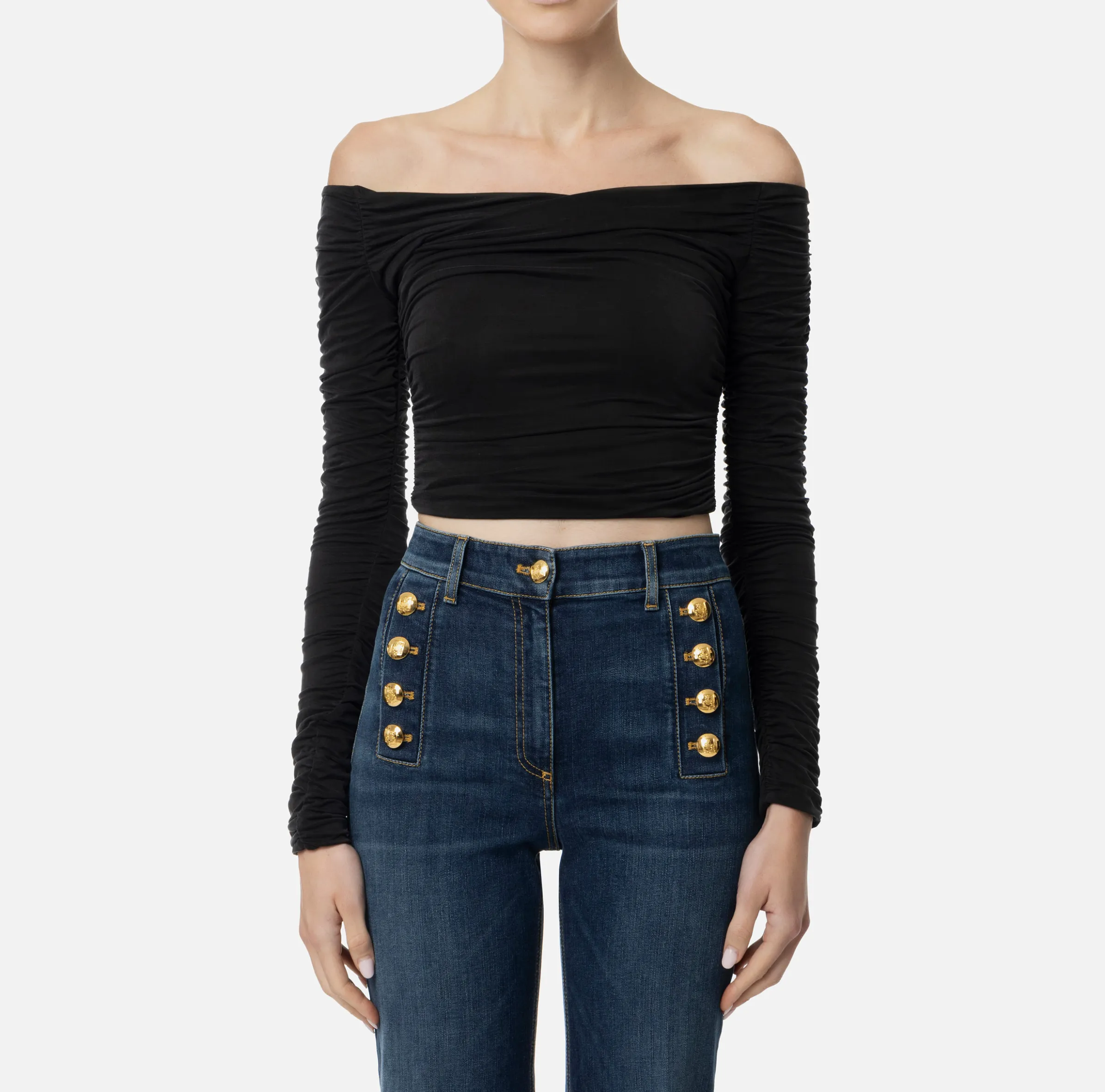 Top in jersey cupro drappeggiato