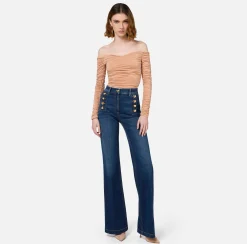 Top in jersey cupro drappeggiato