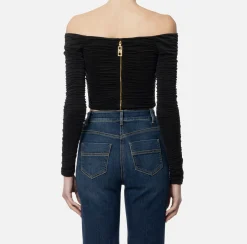 Top in jersey cupro drappeggiato