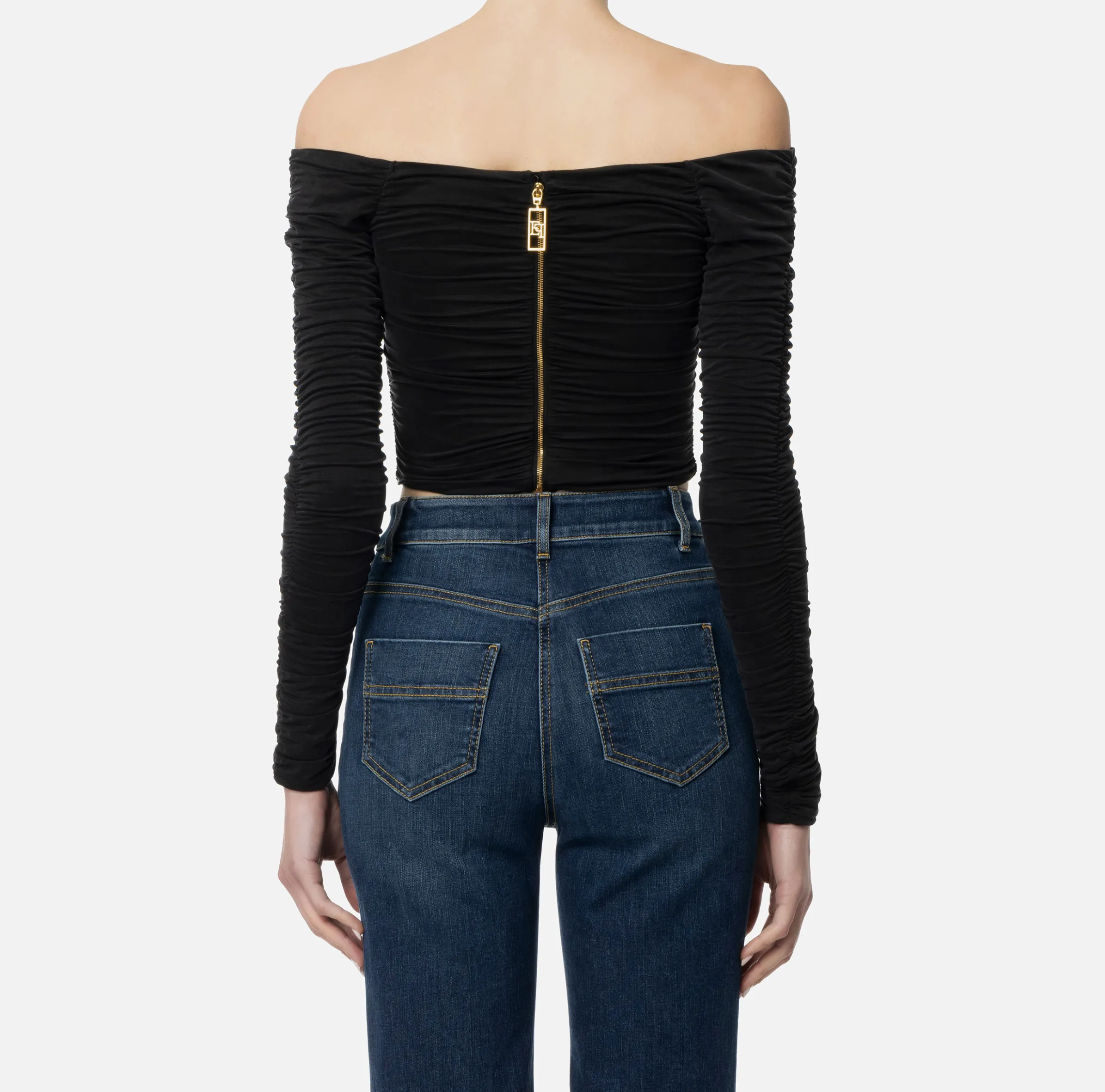 Top in jersey cupro drappeggiato