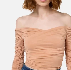 Top in jersey cupro drappeggiato