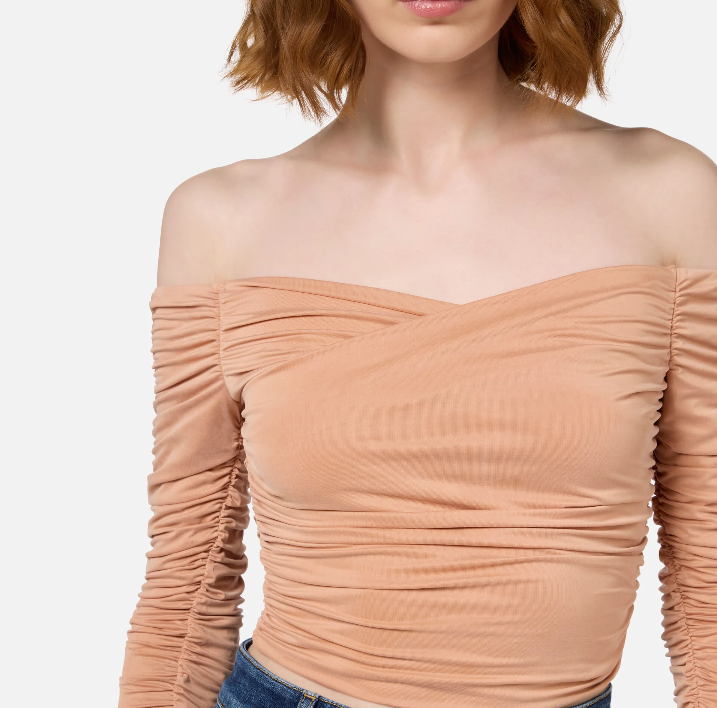 Top in jersey cupro drappeggiato