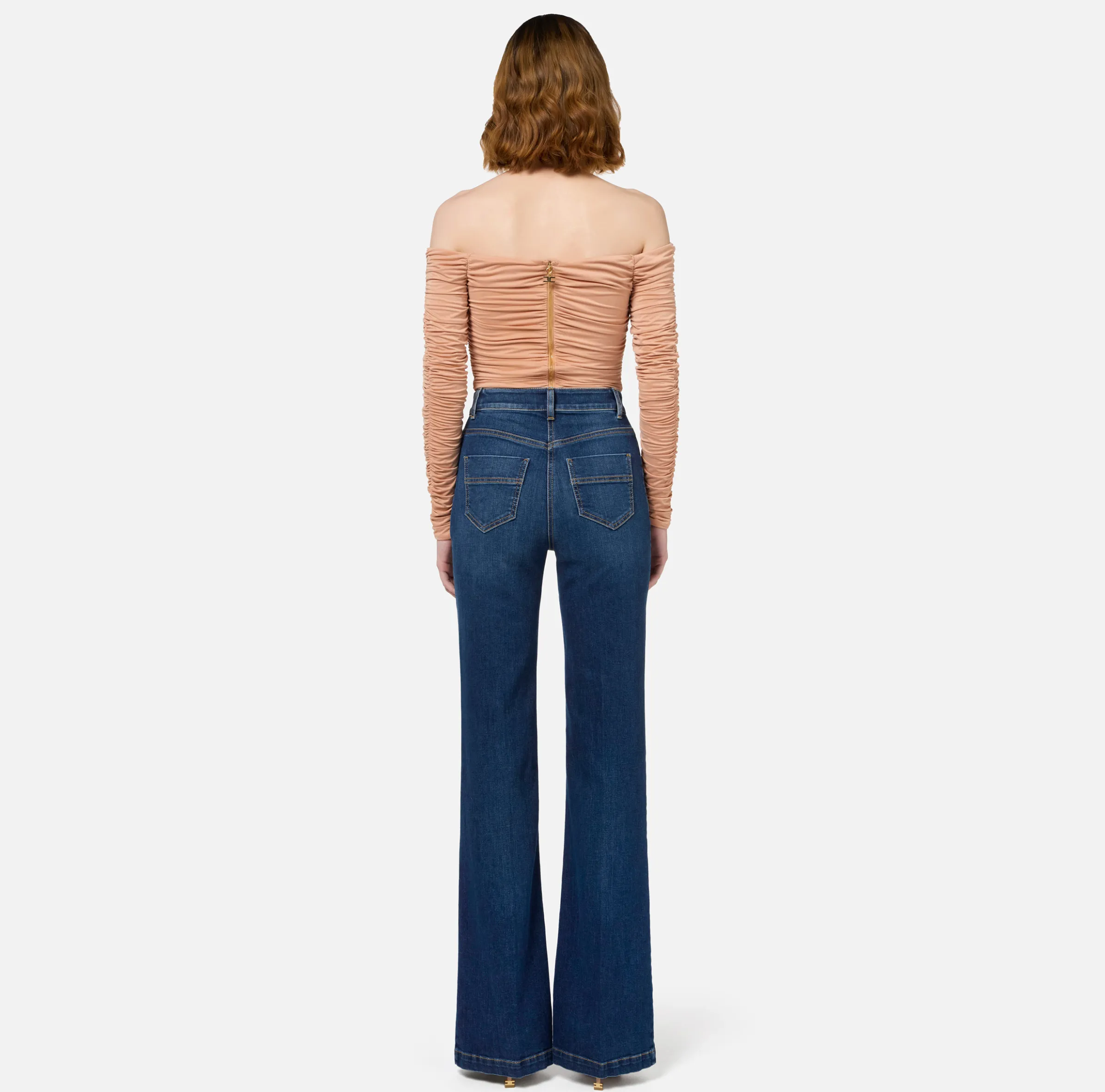 Top in jersey cupro drappeggiato