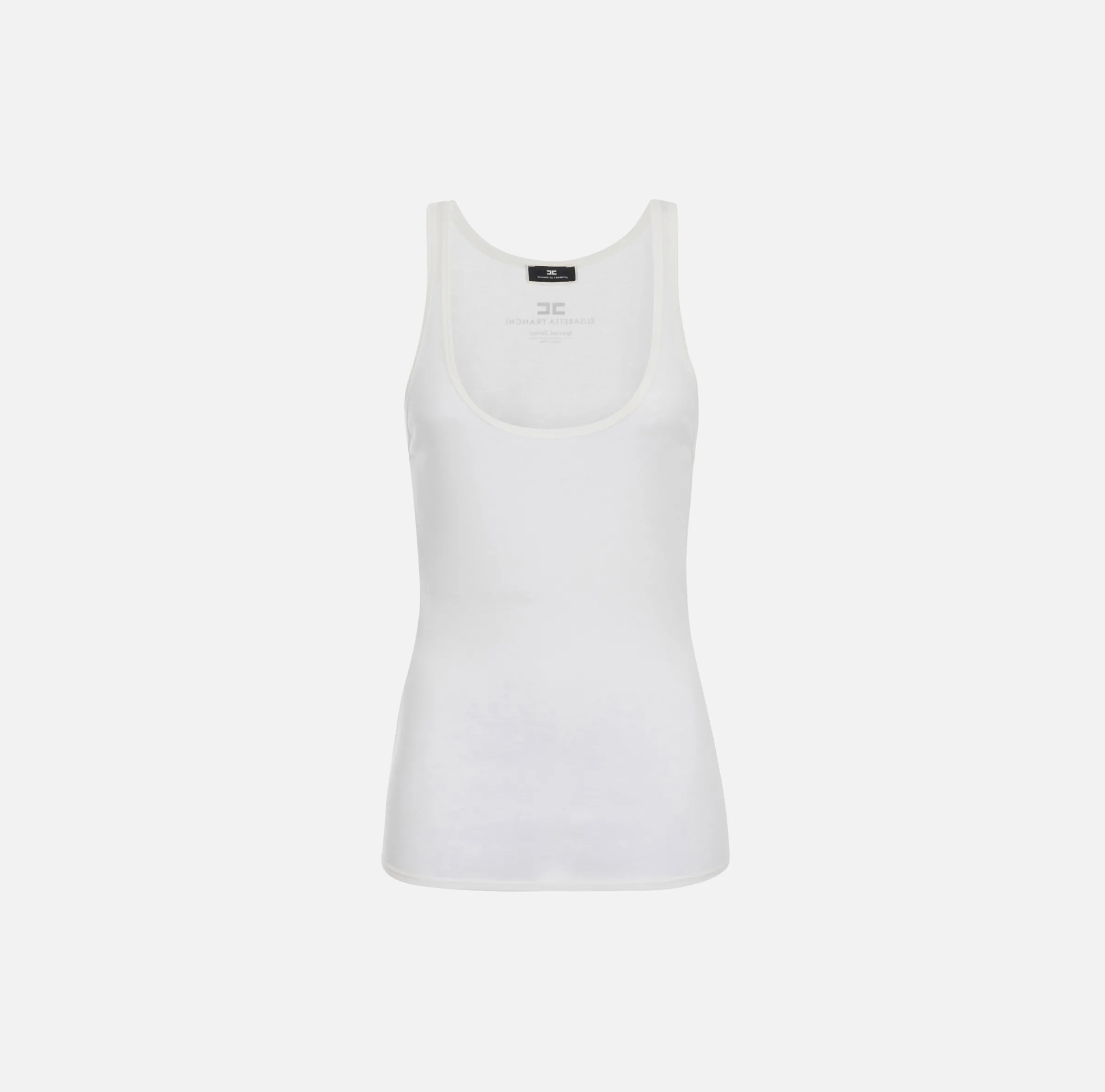 Top in jersey e lana con logo