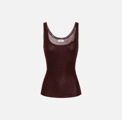 Top in lana merino con logo jacquard