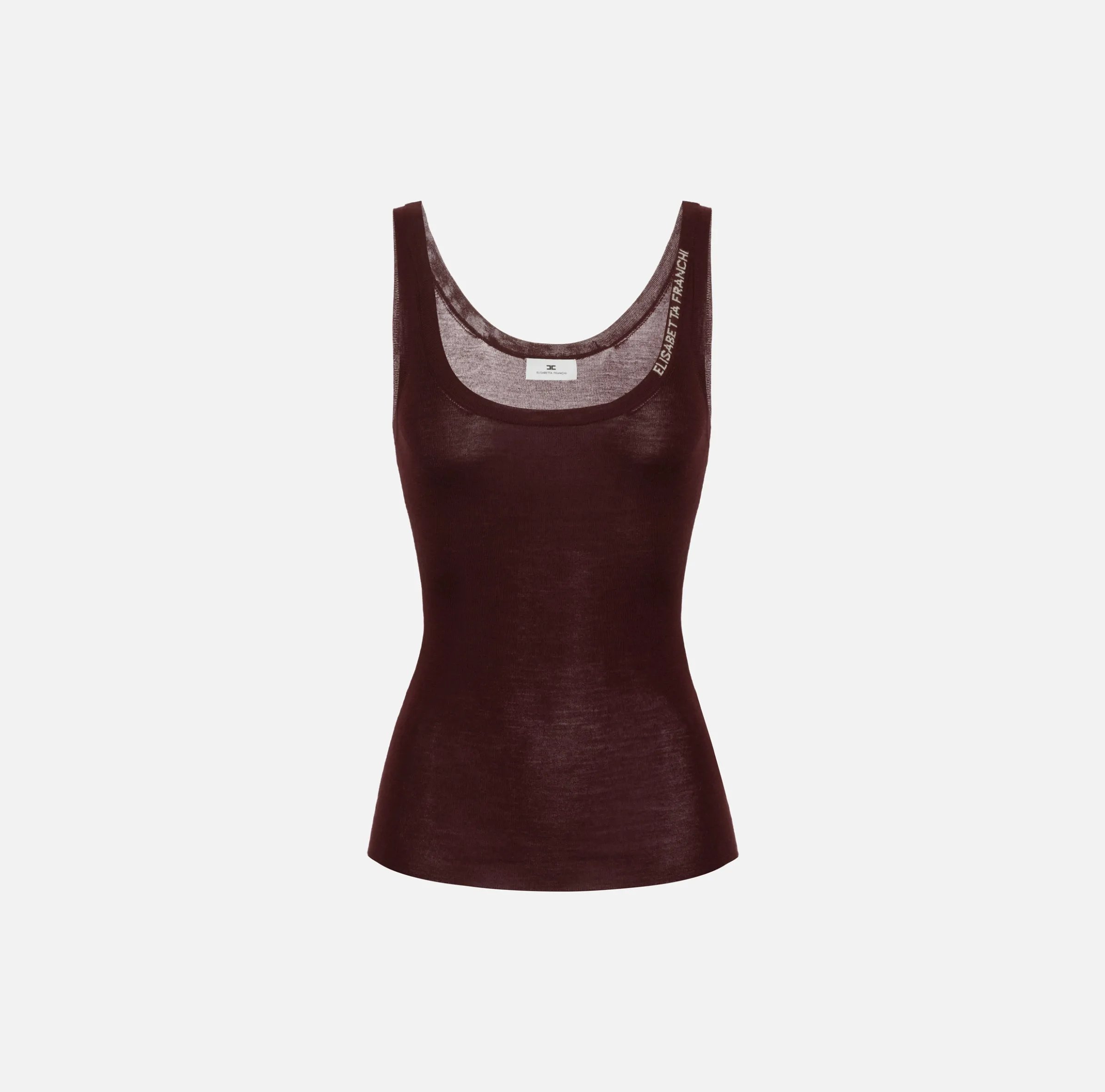 Top in lana merino con logo jacquard
