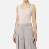Top in lana merino con logo jacquard