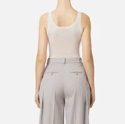 Top in lana merino con logo jacquard