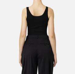 Top in lana merino con logo jacquard