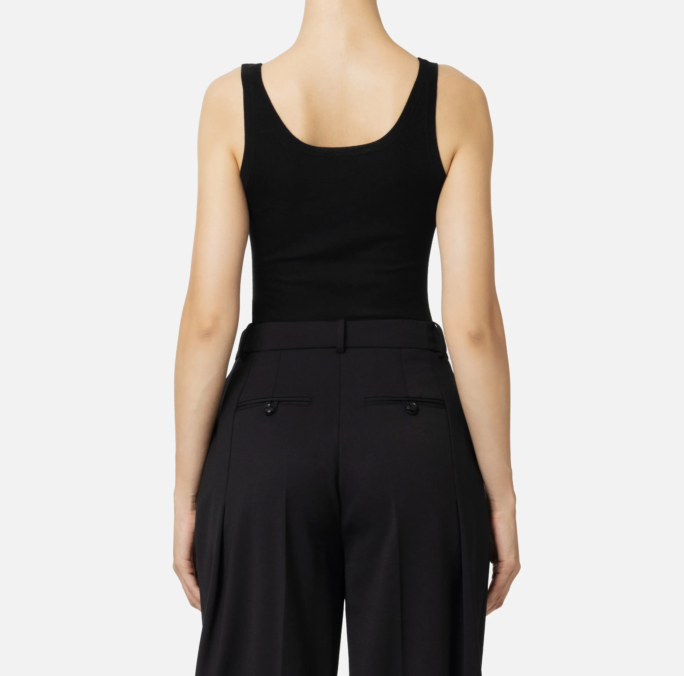 Top in lana merino con logo jacquard